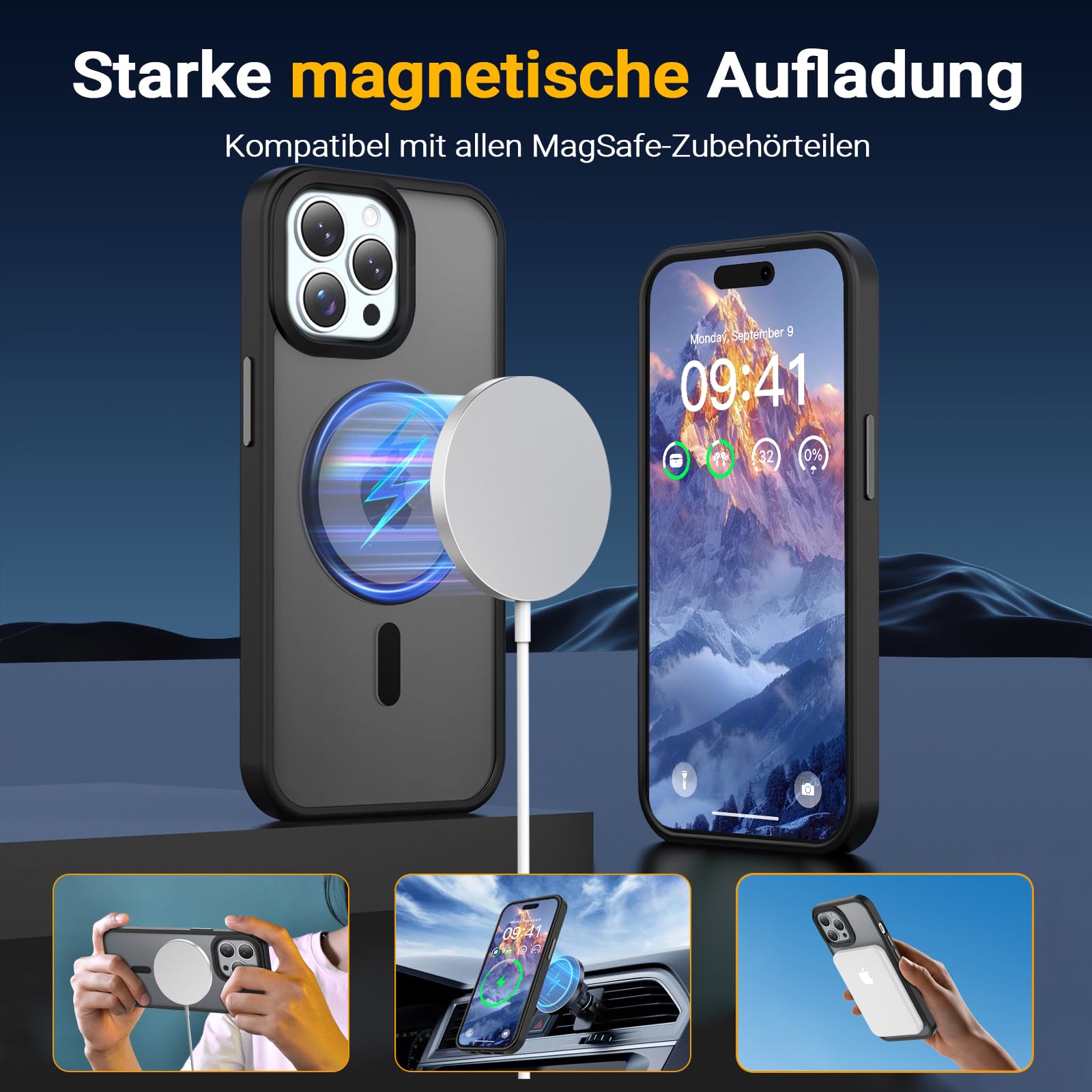 Onestyle für iPhone 15 Pro Hülle MagSafe, 1 Handyhülle & 1 Schutzfolie