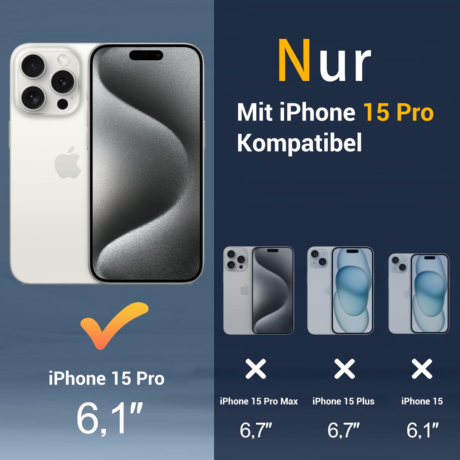 Onestyle für iPhone 15 Pro Hülle MagSafe, 1 Handyhülle & 1 Schutzfolie