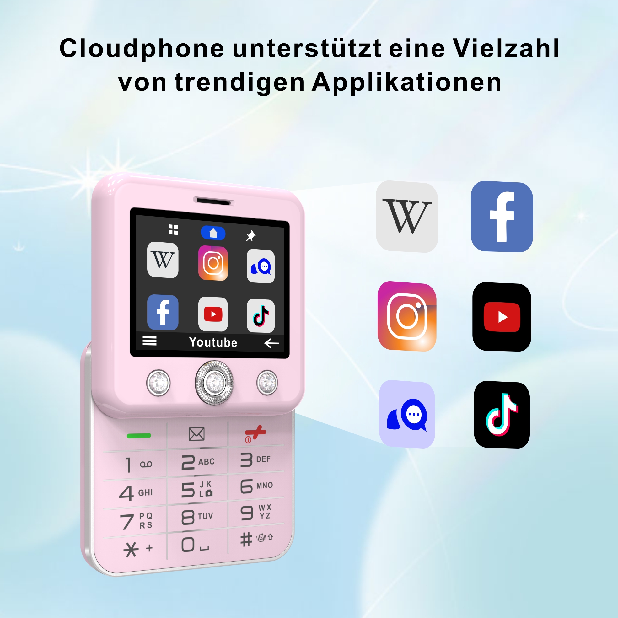 Onestyle Diamond Design-Mobiltelefon mit Social-Media Funktionen, 4G, Dual-SIM