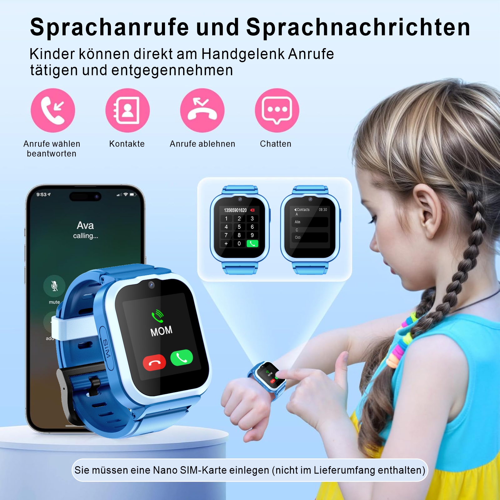 Onestyle SMW-Kids Smartwatch für Kinder, blau