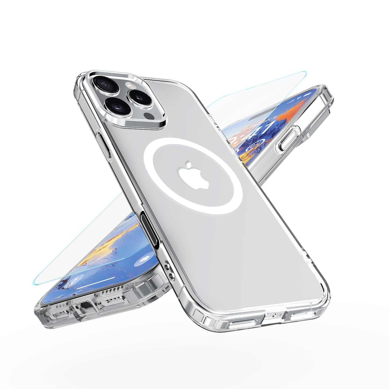 Onestyle für iPhone 16 Pro Max Hülle MagSafe, 1 Handyhülle & 1 Schutzfolie, transparent