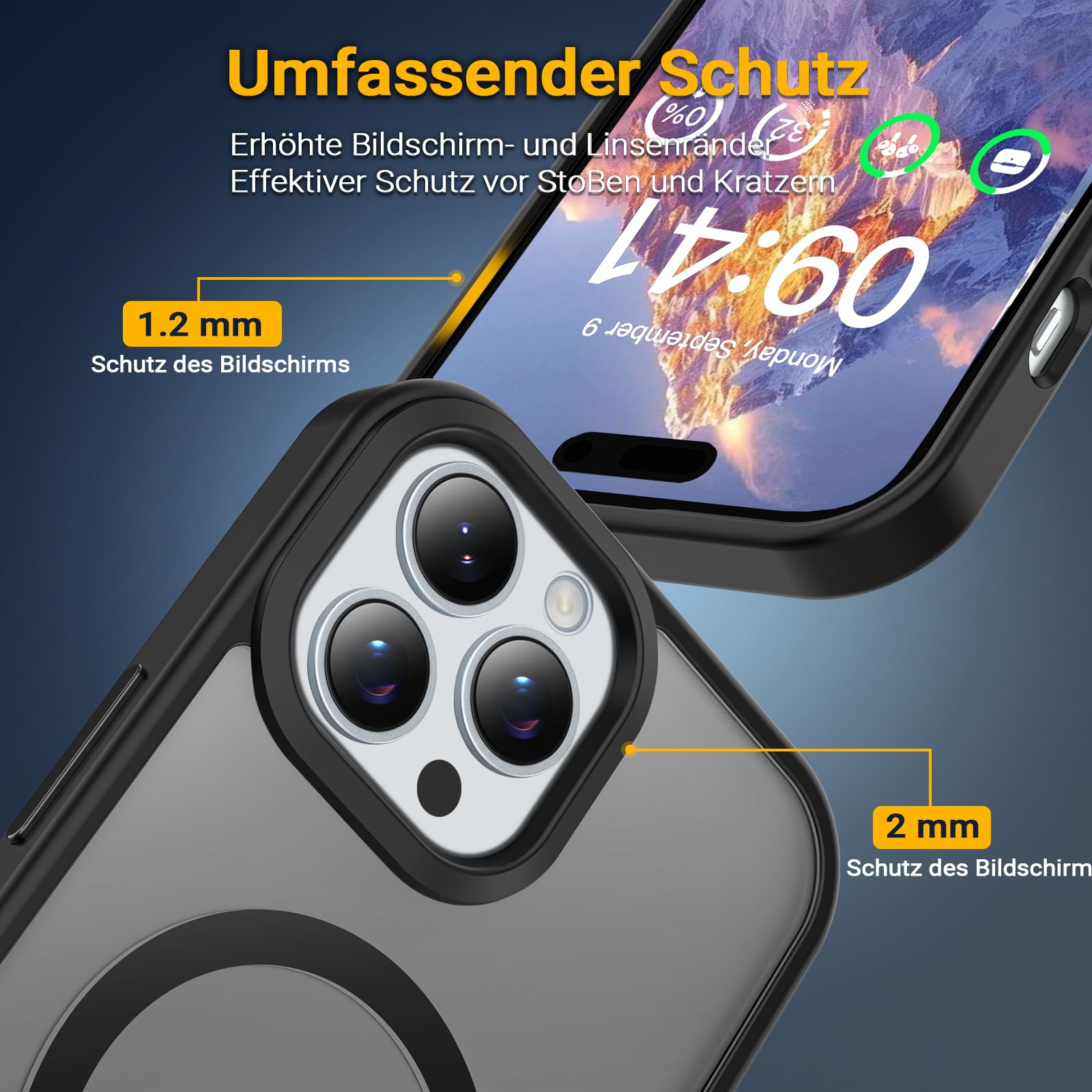 Onestyle für iPhone 15 Pro Hülle MagSafe, 1 Handyhülle & 1 Schutzfolie